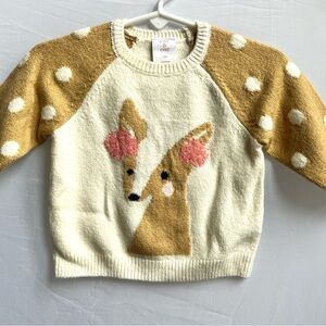 Cozy Kids' Sweater with Deer Design - Cream and Tan